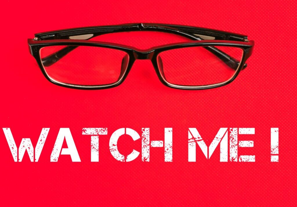 Watch me logo with a spectacle